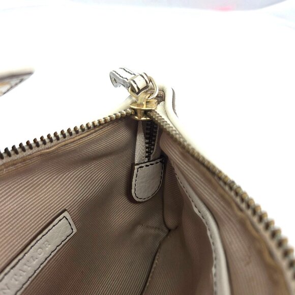 Ann Taylor Ivory Pebbled Leather Gold Lock Small Wristlet Bag - Picture 10 of 10